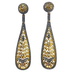 Art Deco Pave and Rose Cut Diamond Earrings