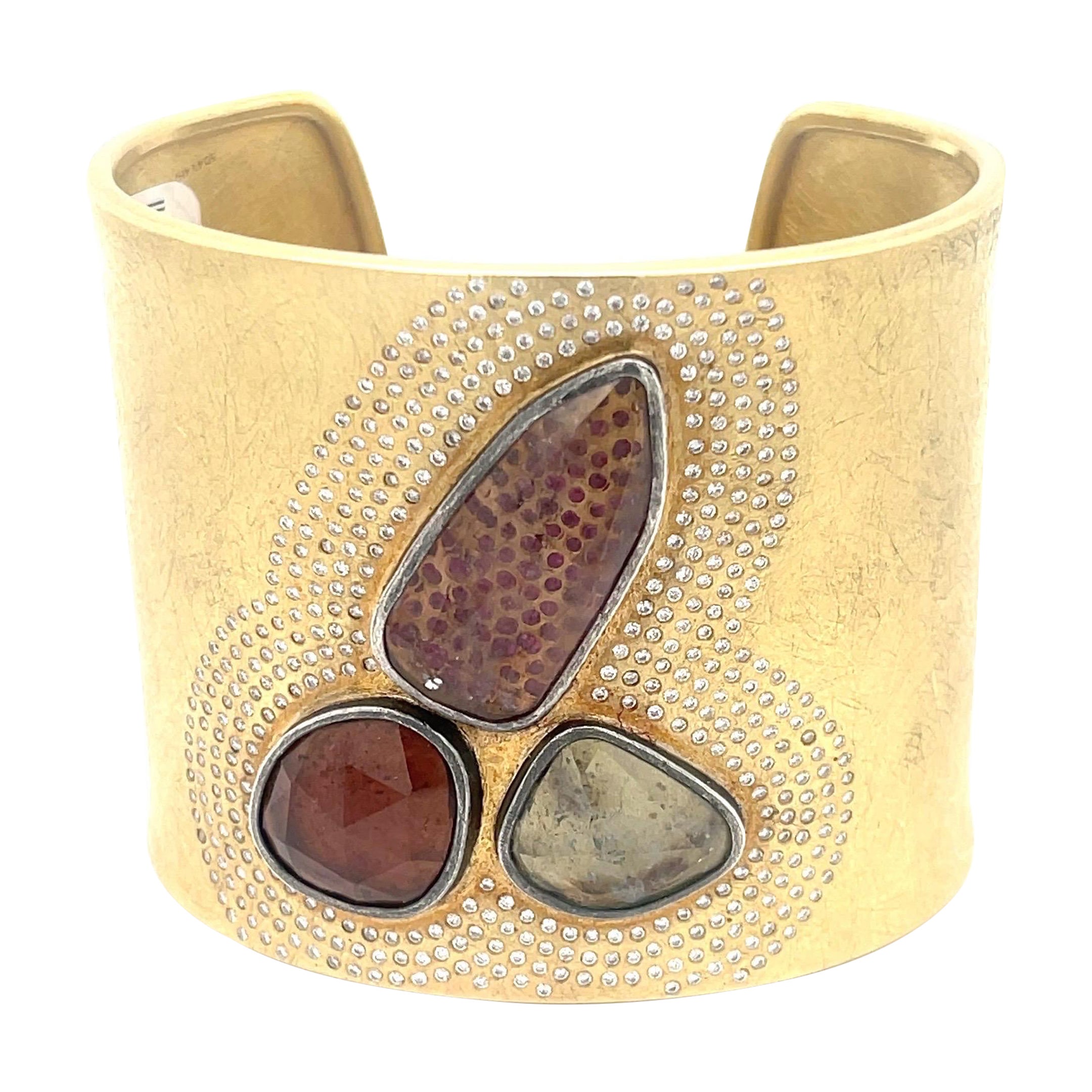 Todd Reed One of a Kind Tourmaline, Ruby and Diamond Cuff For Sale