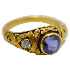 Used Alex Sepkus Tanzanite and Diamond Cabochon Criss Cross Ring 18k