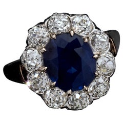 Antique Thai Sapphire Diamond Engagement Ring
