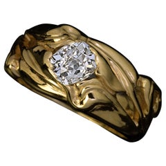 Art Nouveau Antique 1.24 Ct Diamond Gold Unisex Ring