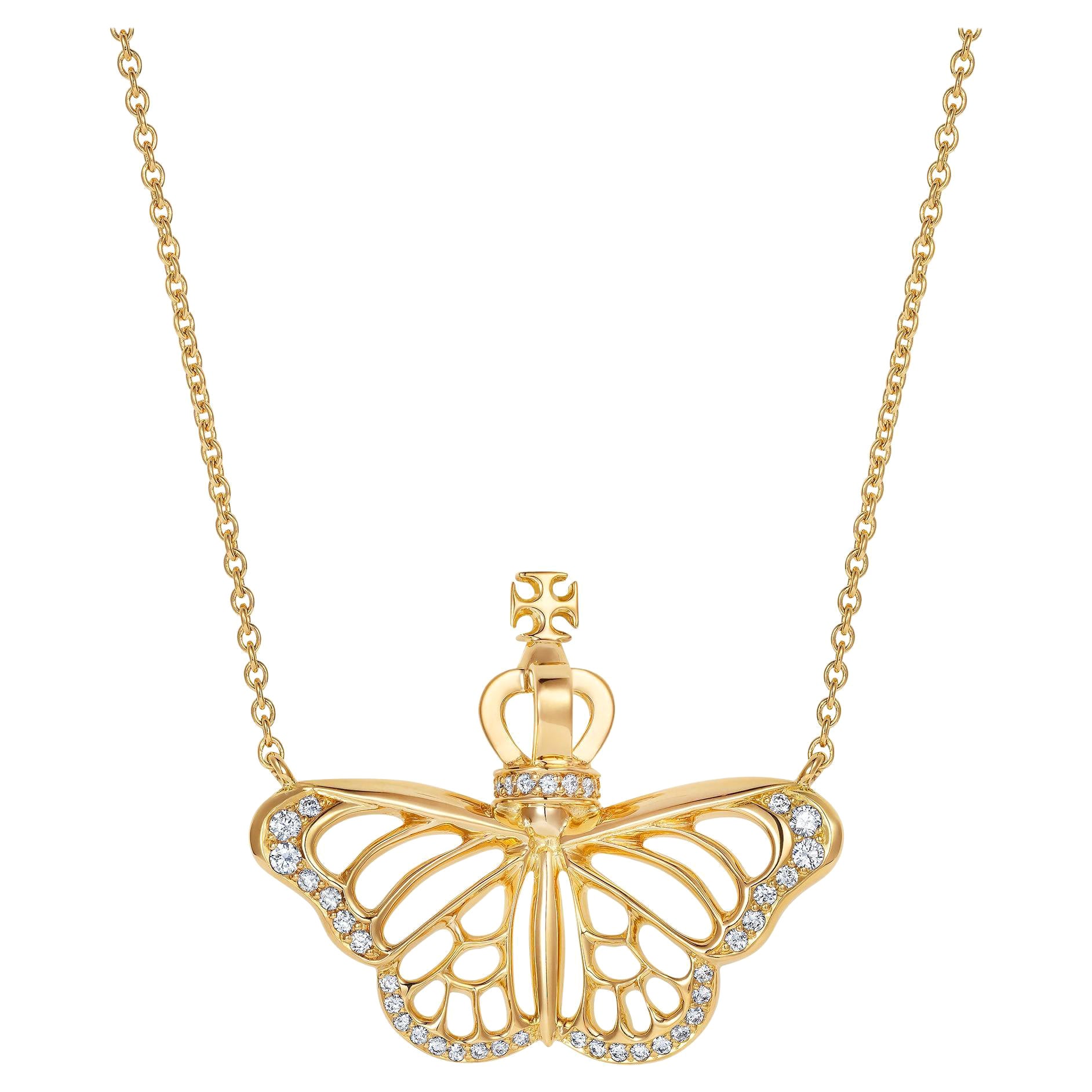 Hirsh Monarch Butterfly Rose Gold Pendant For Sale at 1stDibs