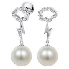 Hirsh Storm Cloud Pearl and Diamond Earrings