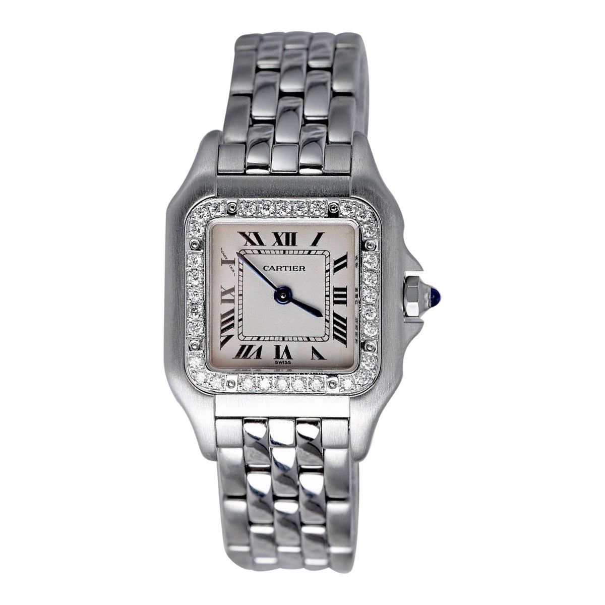 Cartier Panthère Ladies Stainless Steel Watch with Diamond Bezel 1320 For Sale