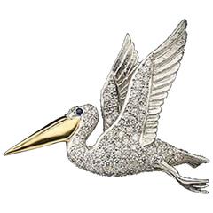 E. Wolfe & Co. White Gold And Diamond Pelican Brooch