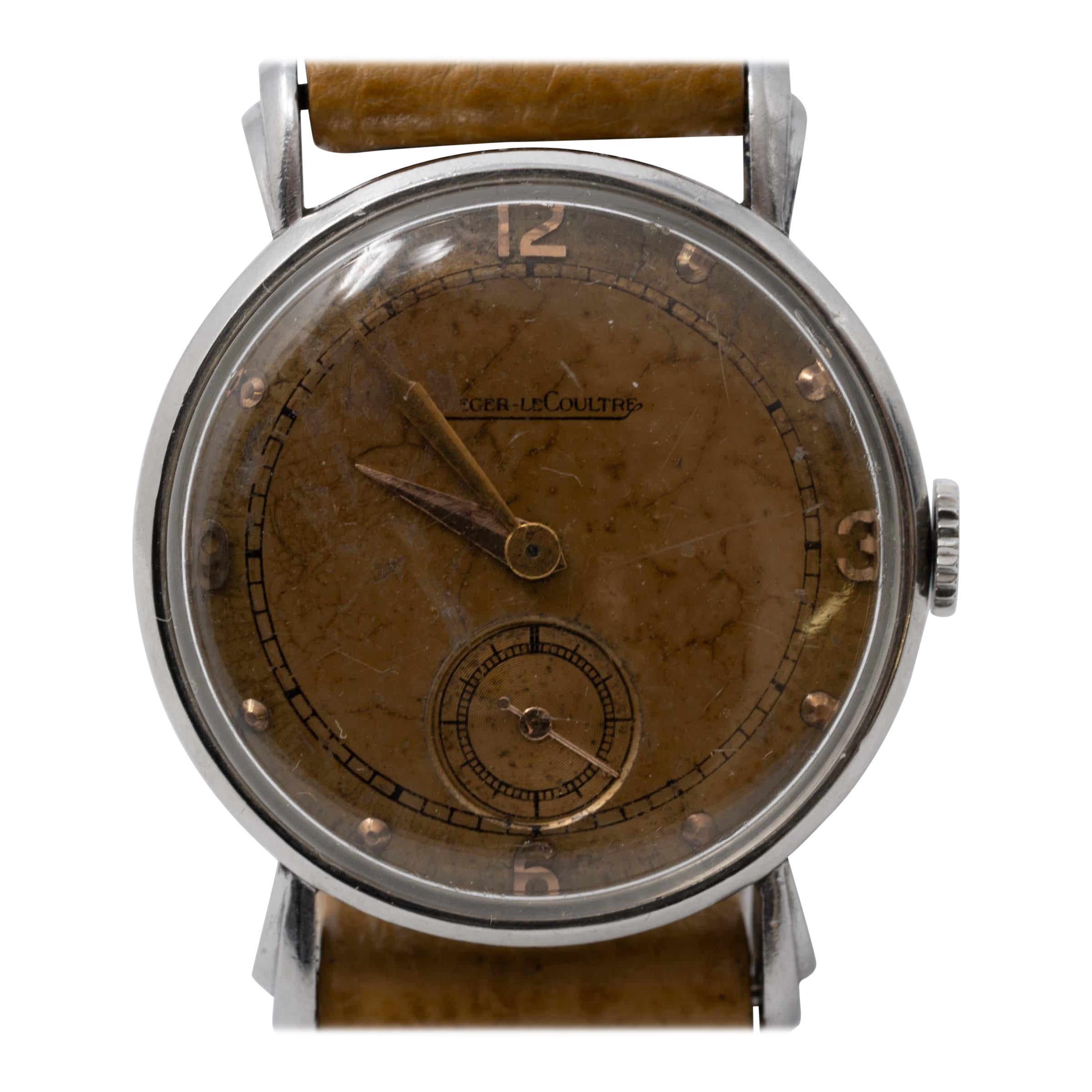 Jaeger-LeCoultre-Edelstahl-Armbanduhr, um 1950 im Angebot