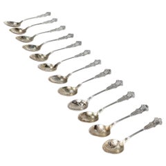 Set of 12 Whiting Alhambra Sterling Silver Aesthetic Movement Demitasse Spoons