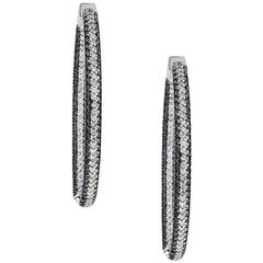 4.44 Carats Black and White Diamonds Gold Hoop Earrings 12