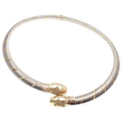 Cartier Panthere Panther Stainless Steel Three Color Gold Necklace
