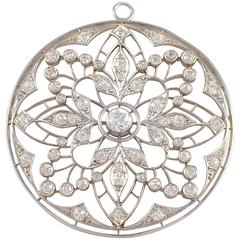 Art Deco Diamond Platinum Pin Pendant 
