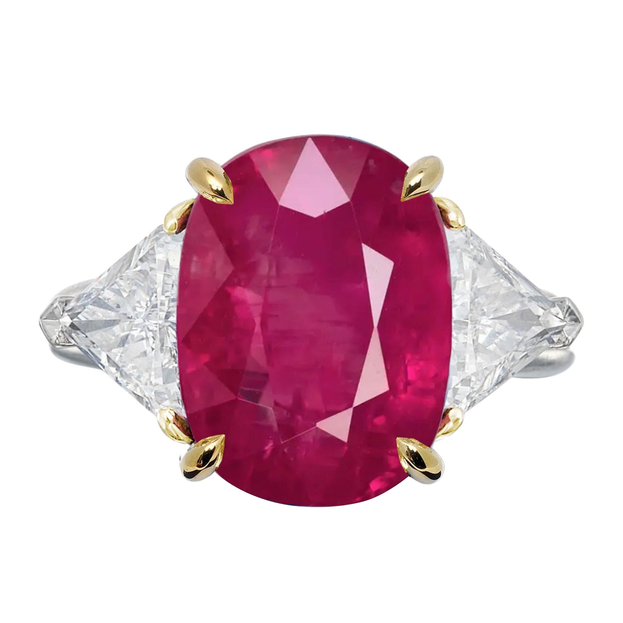 GRS Certified 4.76 Carat Natural Untreated Unheated Red Ruby Diamond Ring