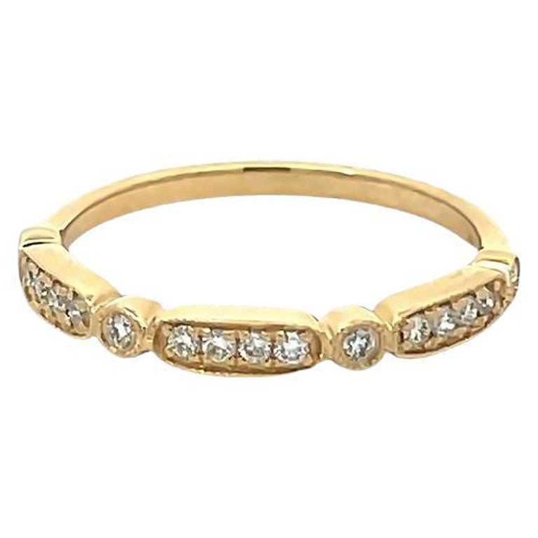 Stackable Diamond Ring Band 0.18 Carat 14k Yellow Gold For Sale