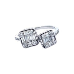 Bague mode diamant baguette 0,6 carat en or blanc 14 carats