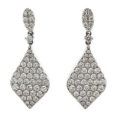 Dangling Diamond Earring 1.65 Carat in 18k White Gold
