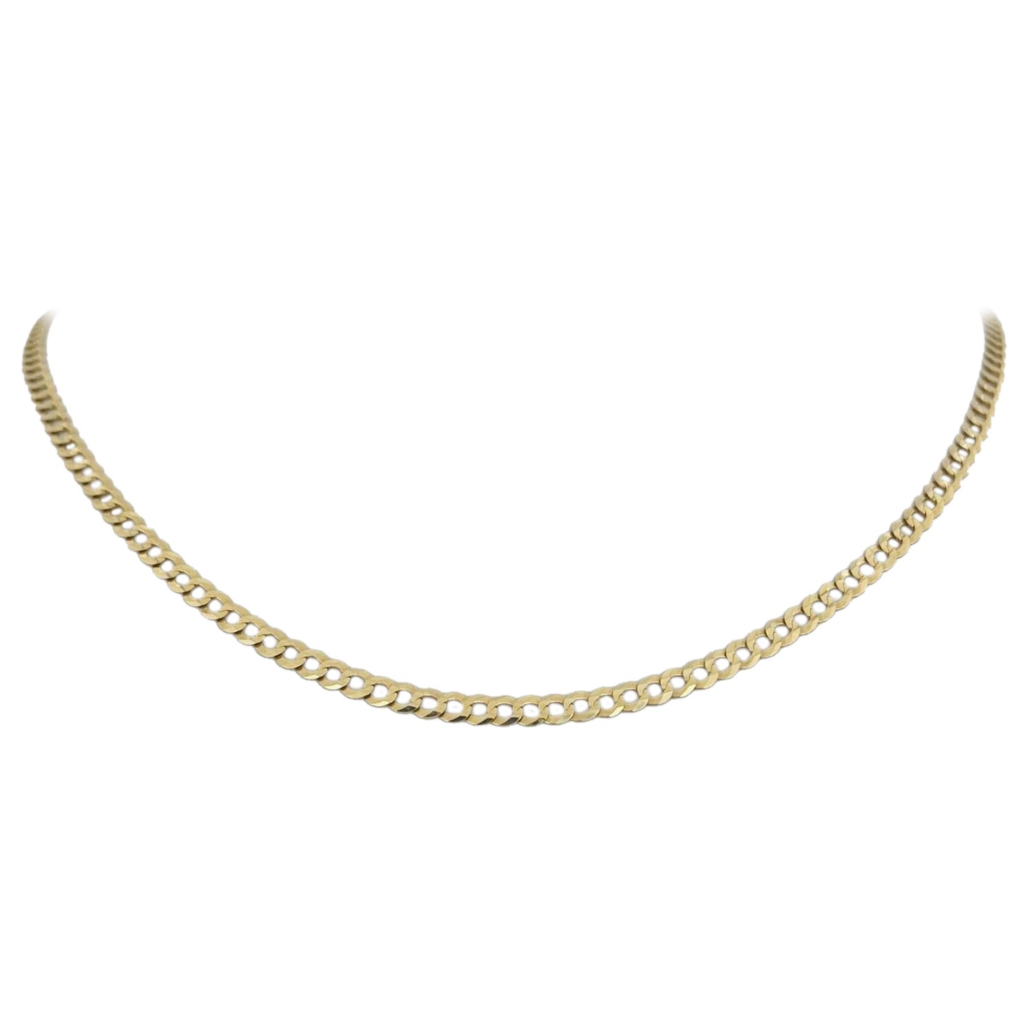 14 Karat Yellow Gold Thin Flat Curb Link Chain Necklace
