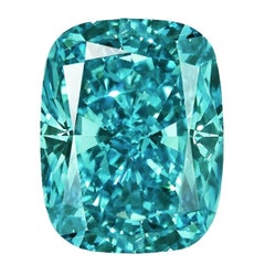 Used Emilio Jewelry Gia Certified .75 Carat Vivid Green Blue Diamond 