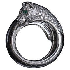 Vintage Cartier La Calda Panthère Panther Diamond Emerald Onyx Cocktail Ring White Gold