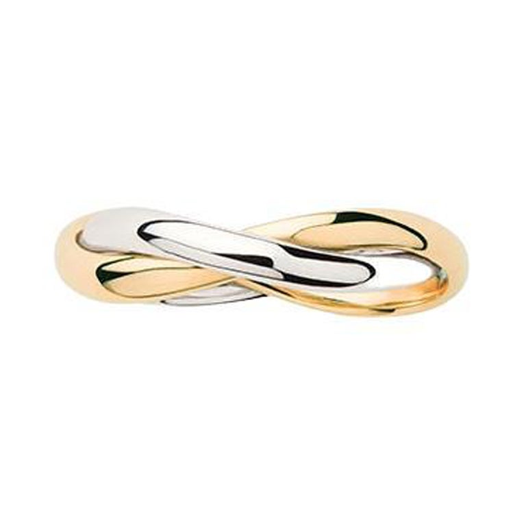 18 Carat Gold Ring, Yellow and White Gold, Tresse Collection For Sale