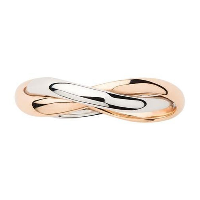 18 Carat Gold Ring, Rose and White Gold, Tresse Collection For Sale