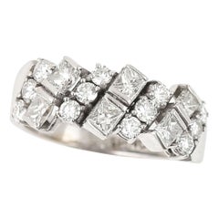 18ct White Gold 1.25 Carat Princess and Brilliant Cut Half Eternity Band Ring