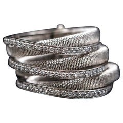 Retro Harpo's Italy Multi-Shank Articulated Diamond Cocktail Ring 18k White Gold