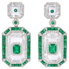 3.12 Carat Diamond and 8.12 Carat Emerald Drop Earring