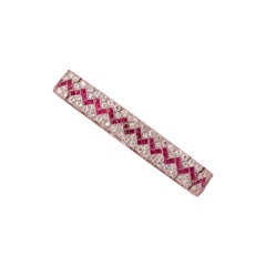 Antique Platinum Art Deco French bracelet with diamonds and rubies