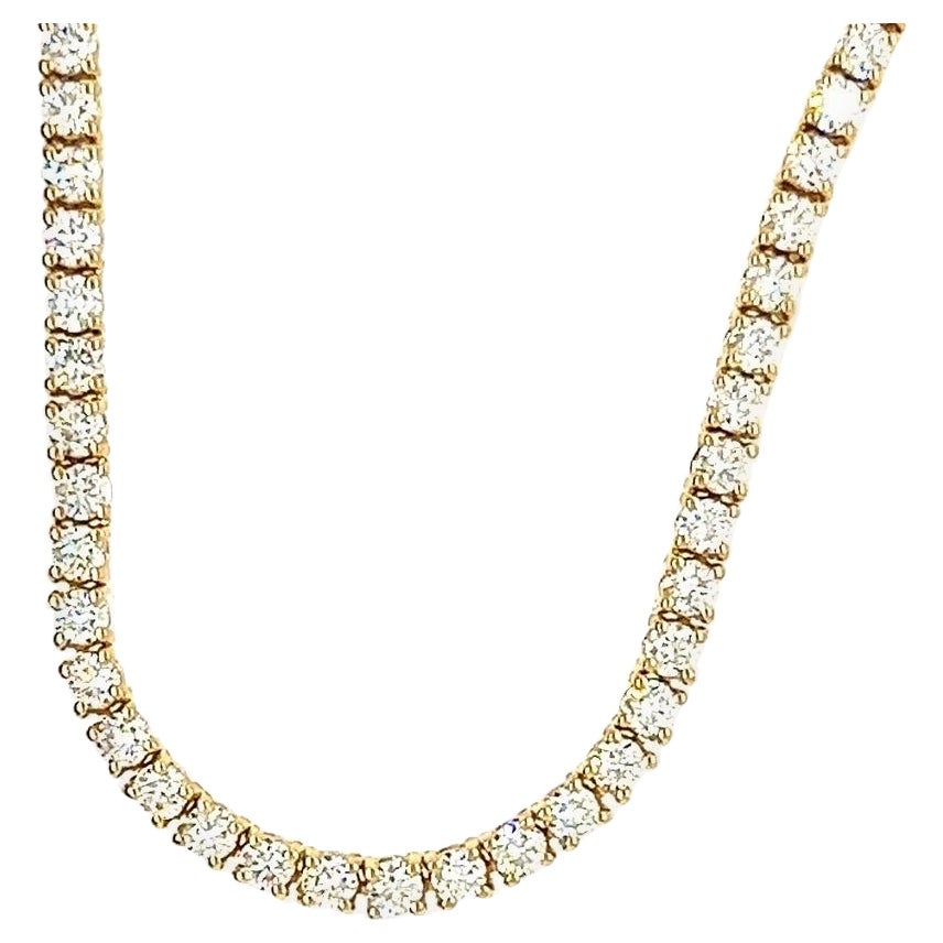 Collier tennis moderne en or avec diamants ronds brillants de 5,6 carats de couleur naturelle H VS en vente