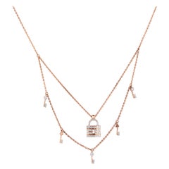 Lock & Key Diamond Charms Necklace in 18k Solid Gold