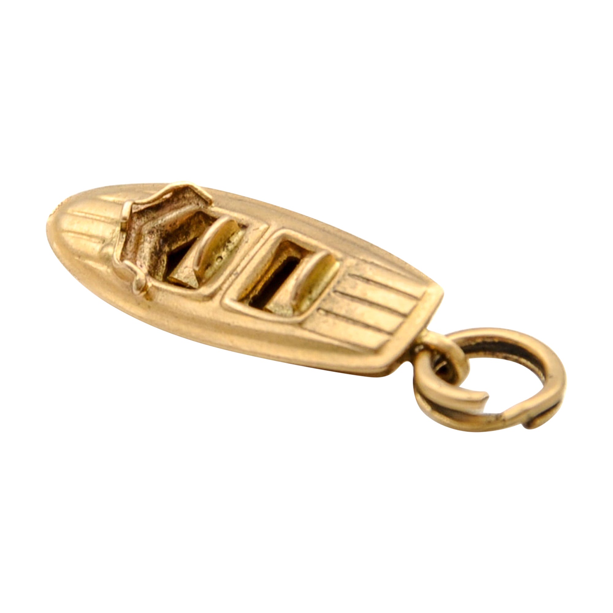 Pendentif breloque italienne Speedboat vintage en or 18 carats, années 1960 en vente
