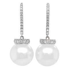 Natural South Sea Pearls Earrings in 14k White Gold