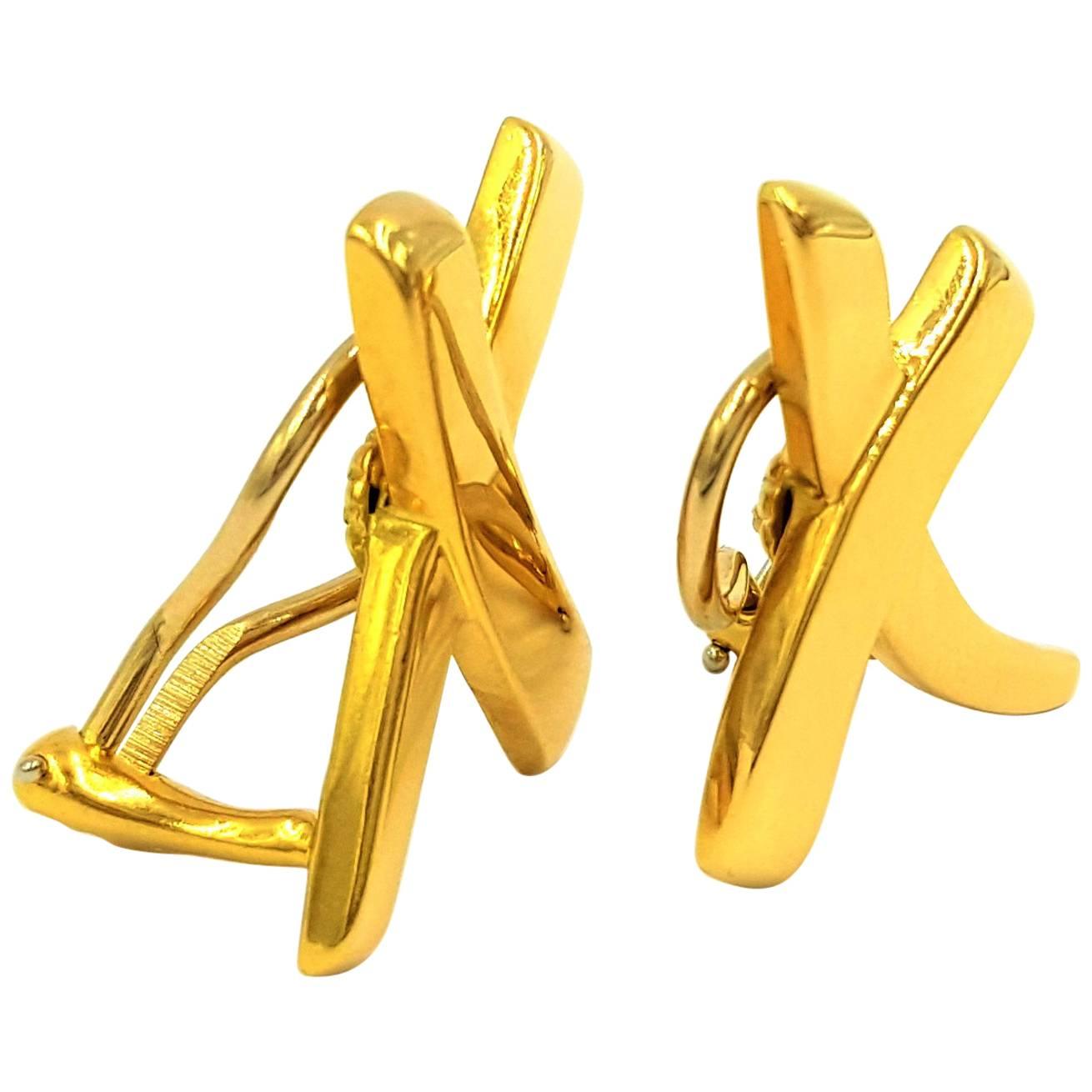 1984 Tiffany & Co. Paloma Picasso Timeless Large Gold X Earrings