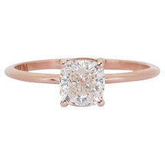 Marvelous 18k Rose Gold Engagement Ring w/ 1.01 Natural Diamonds IGI Certificate
