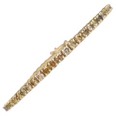 NO RESERVE - 4.54cttw Fancy Color Diamond Tennis Bracelet, 14K Yellow Gold