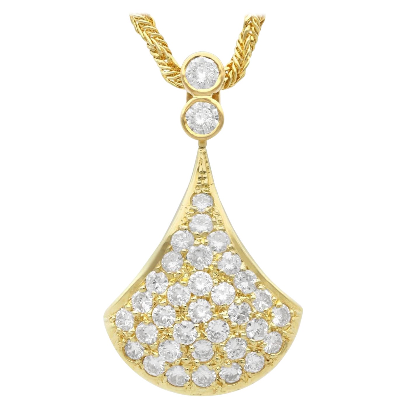 Vintage 1980s 0.85 Carat Diamond and 14k Yellow Gold Pendant