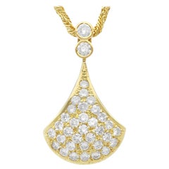 Vintage 1980s 0.85 Carat Diamond and 14k Yellow Gold Pendant