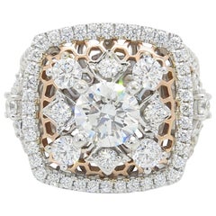 Gabriel & Co. 3.10 Carat Diamond White and Rose Gold Ring