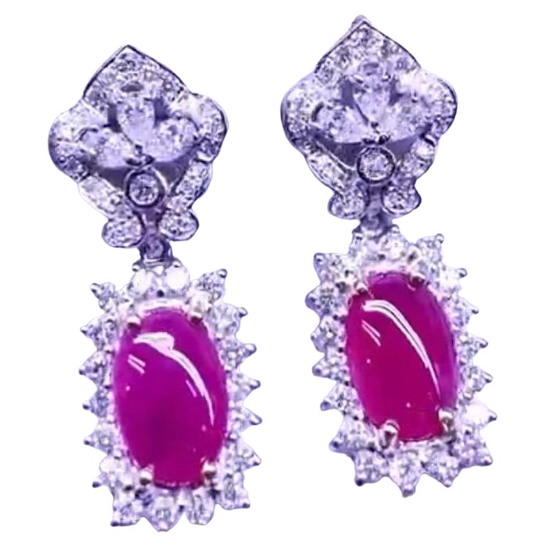 Superbes boucles d'oreilles en rubis de Birmanie de 8, 27 carats et diamants