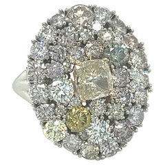 Natural Multi Colored 5 Carat Round and Princess Cut Diamond Ring