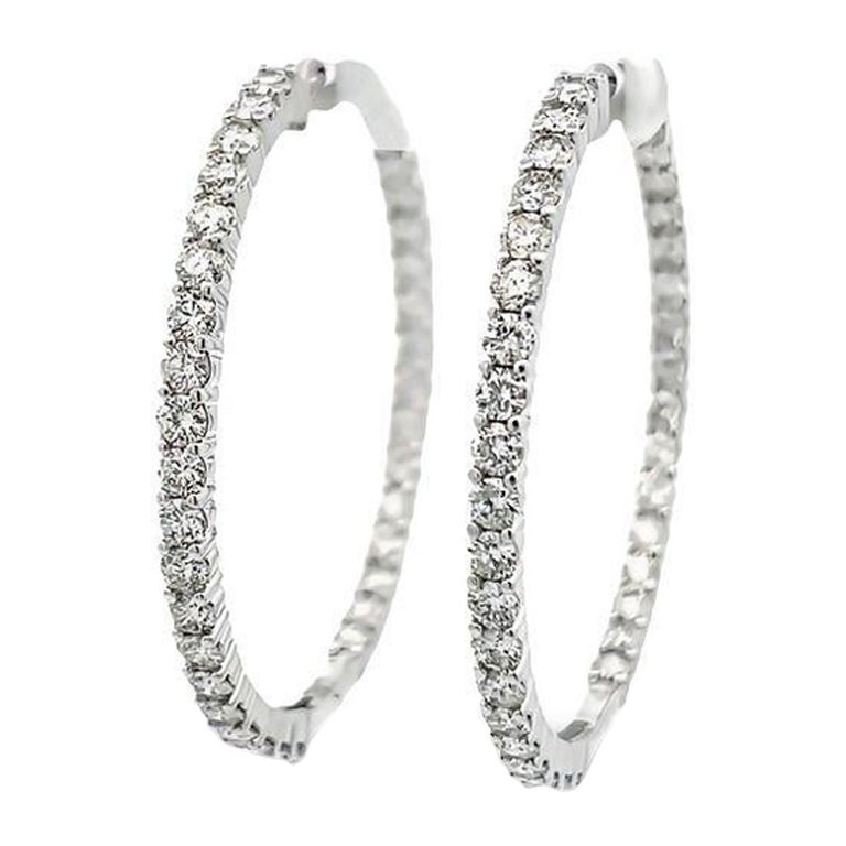 14K Gold Plated 3CT Round Cut Lab Created Diamond Inside-Out Hoop Earrings – Sterling Silver Base