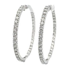 Round Diamond Inside-Out Hoops Earrings 5.05 Carat in 14k White Gold