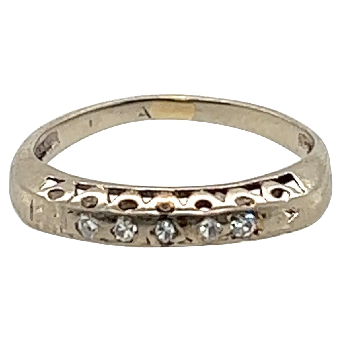 Art Deco Diamond Wedding Ring Band .10 Carat Original 1930s Antique 14k For Sale