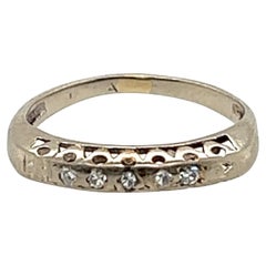 Art Deco Diamond Wedding Ring Band .10 Carat Original 1930s Antique 14k