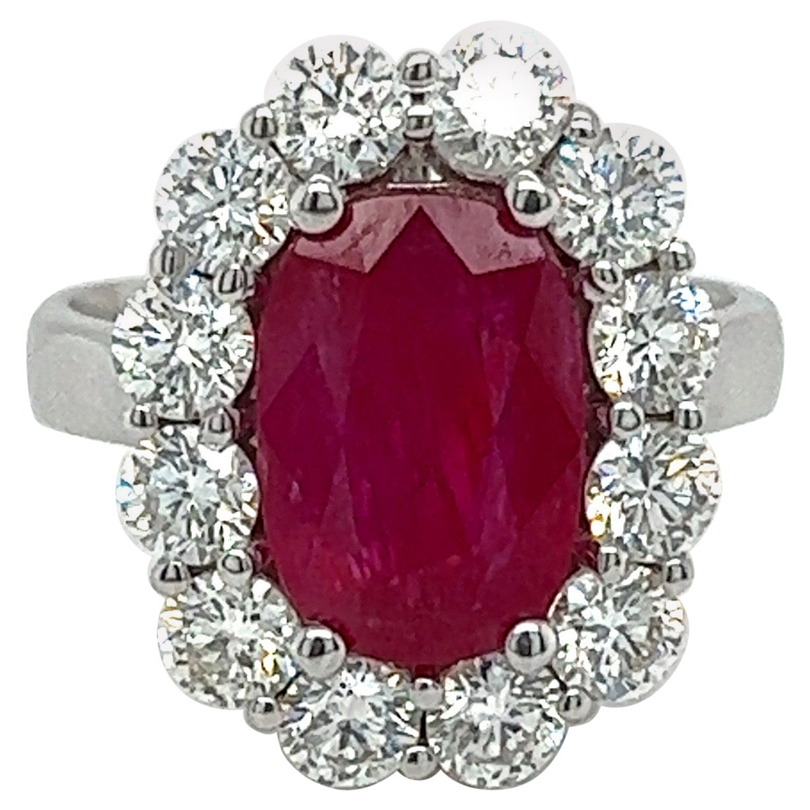 3.49 Carat Natural Ruby with 1.80 Carat Dia Ring