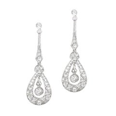 Used 2.00Carat Old Mine Cut Diamond Earrings, Platinum