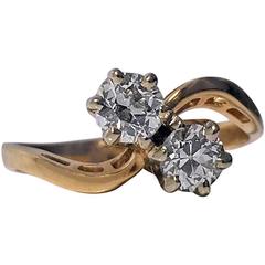 1920s Diamond Gold Twist Crossover Ring 9