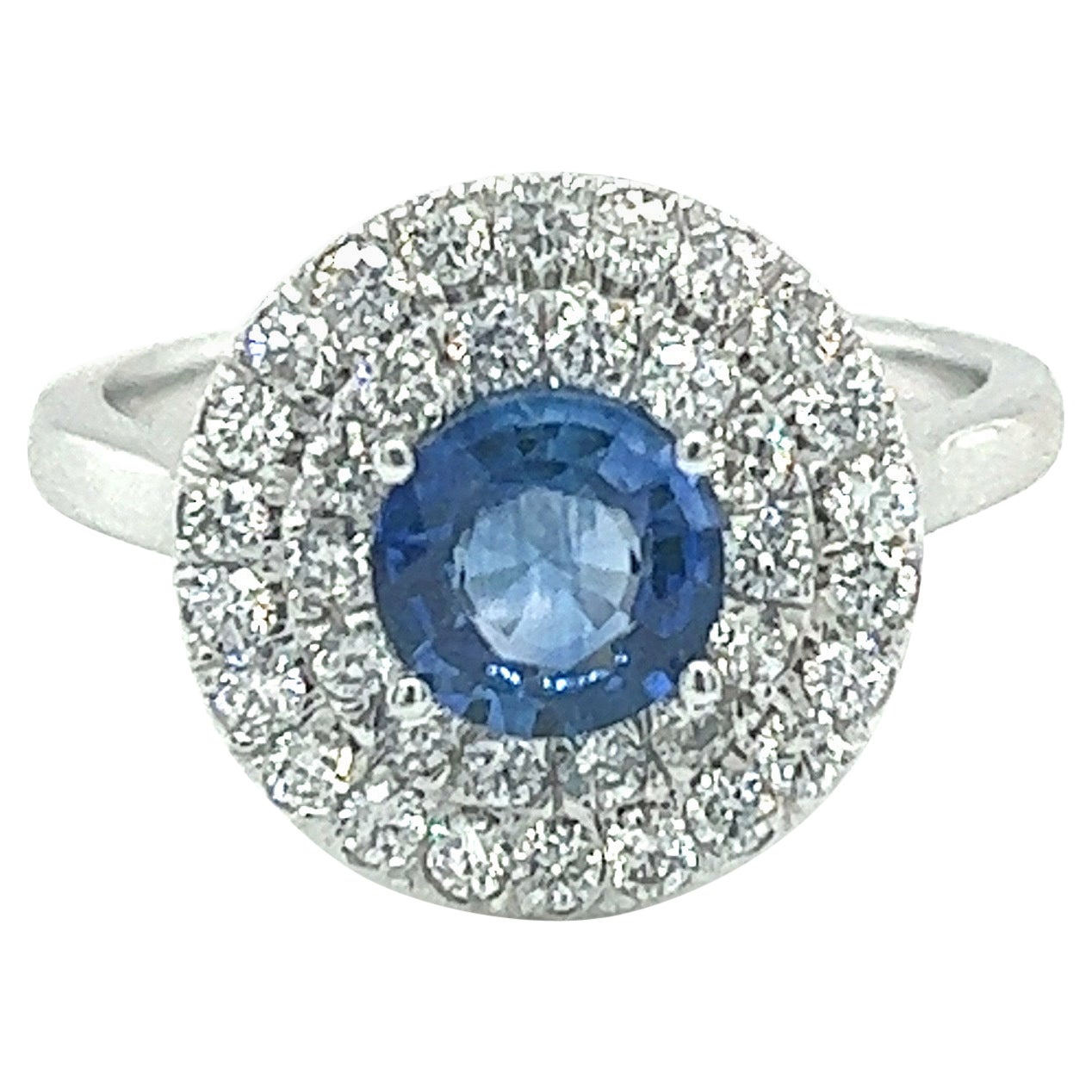 .90ct Natural Sapphire with .65ct Double halo Ring