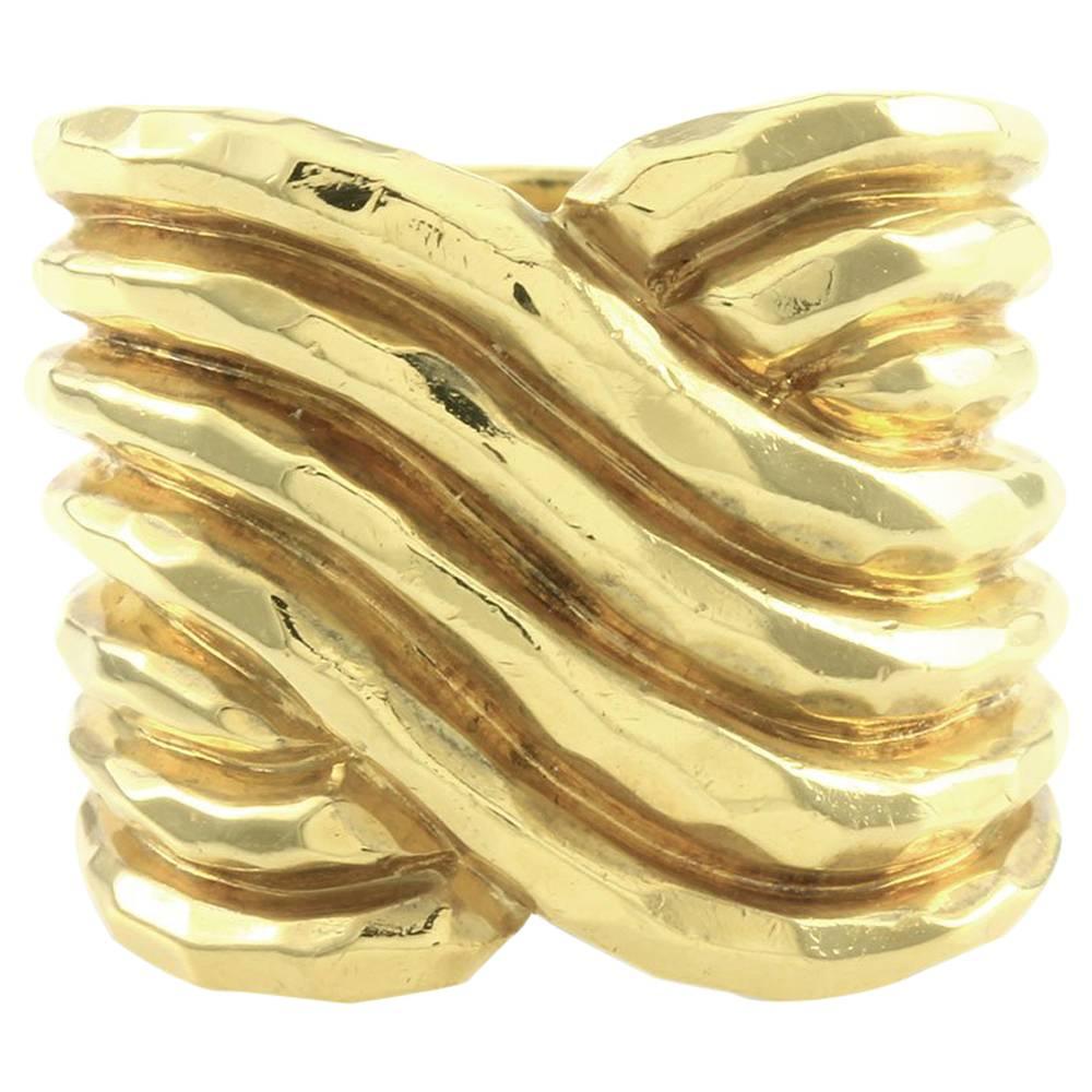 Henry Dunay Hammered Gold Finished Wrap Ring