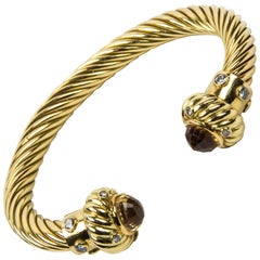 Citrine Diamond Gold Heirloom Quality Cuff Bangle Bracelet
