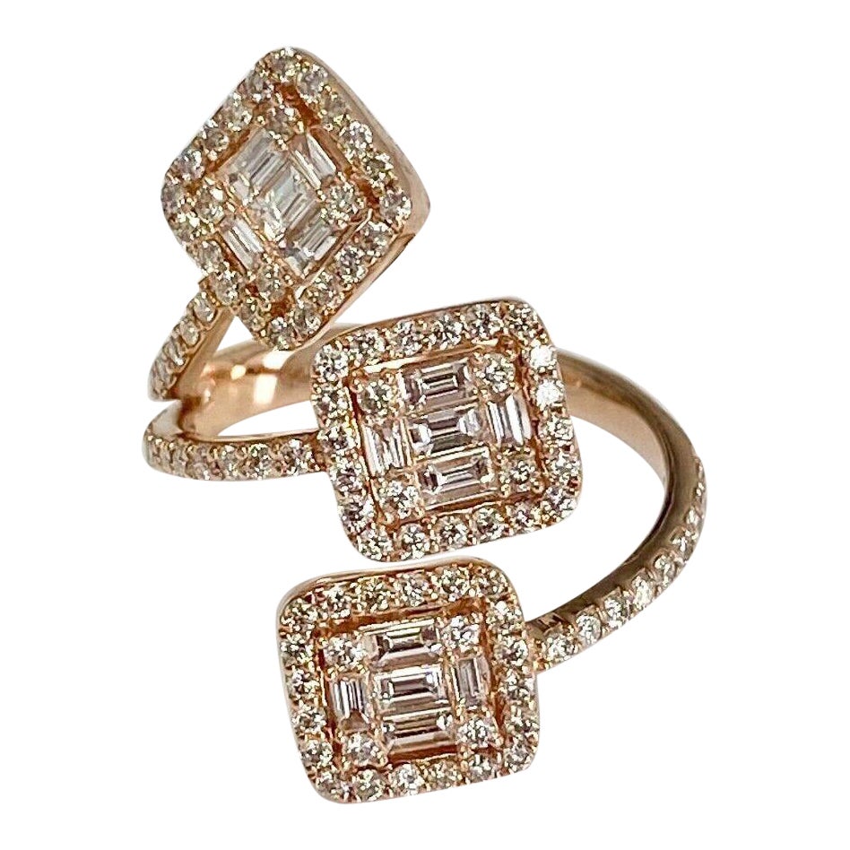 14k Rose Gold 1.60 Carats Diamond Wraparound Ring For Sale
